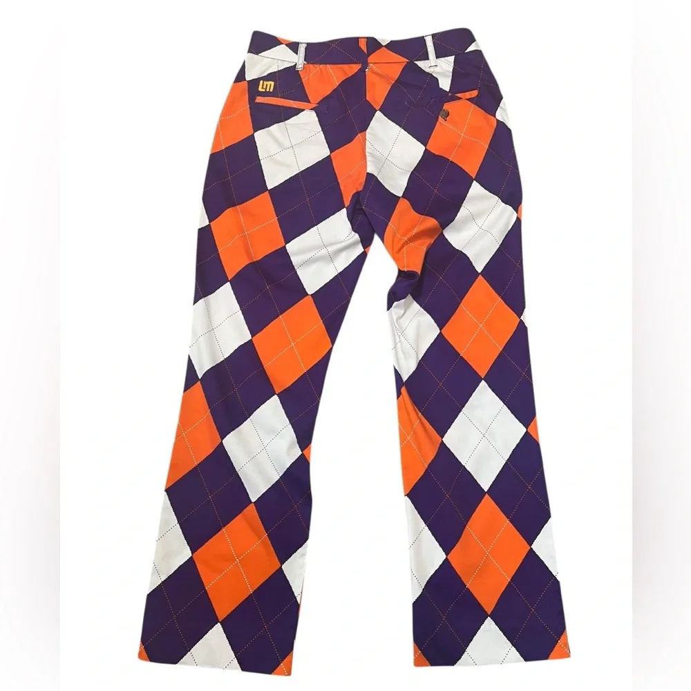 Loudmouth Golf Clemson Tigers Pants 30 x 29.5 Argyle Orange Purple Preppy Cool